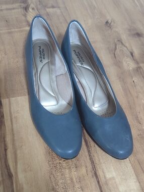 Hush Puppies Women's Dark Navy Leather Heel Pumps